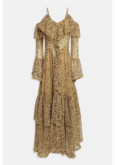 Weili Zheng long chiffon ruffled dress with bare shoulders WEILI ZHENG |  | S26DL02Y47